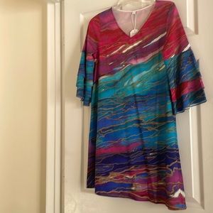 A line mini dress .. flowy w bell sleeves